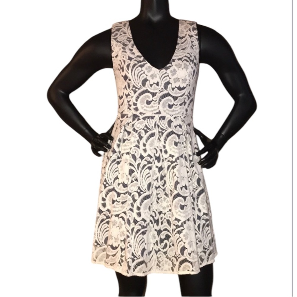 NWT Just Ginger Woven Overlay Lace Sleeveless Dress XS